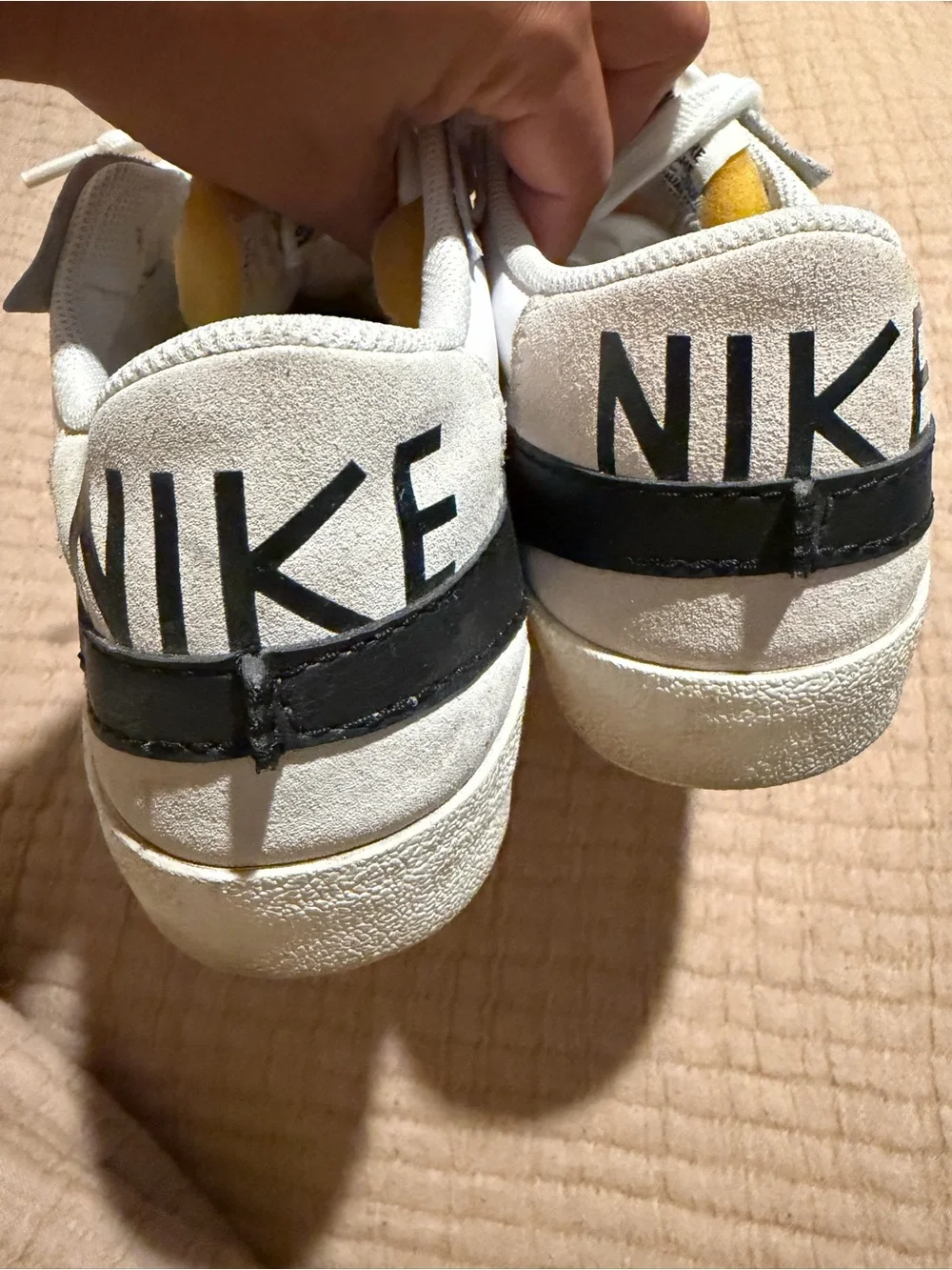 Nike Kids White Sneakers with Black Swoosh